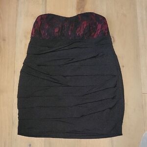 NWT Maurices Black With Lace Strappless Plus Mini Dress Size 2 New